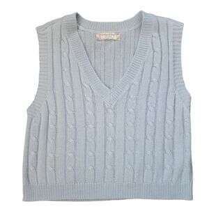 Cute Jolie & Joy Baby Blue Ribbed Knit Sweater Vest Size S Preppy Streetwear Y2K